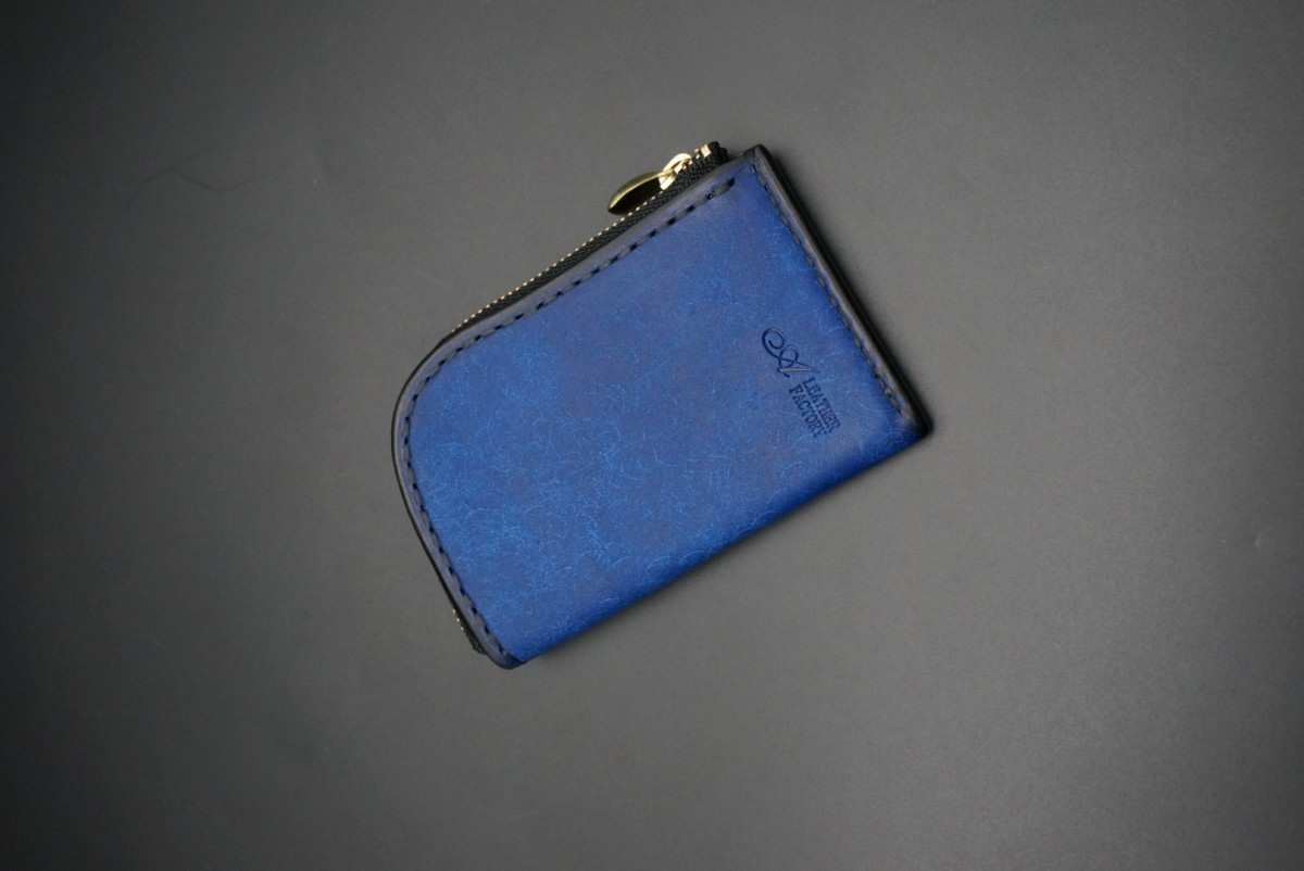 L字ウォレット 青 （受注生産） 財布・ケース・小物入れ 