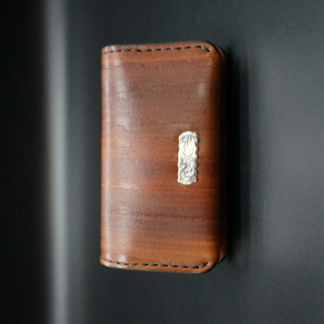 Real wood brown mini wallet